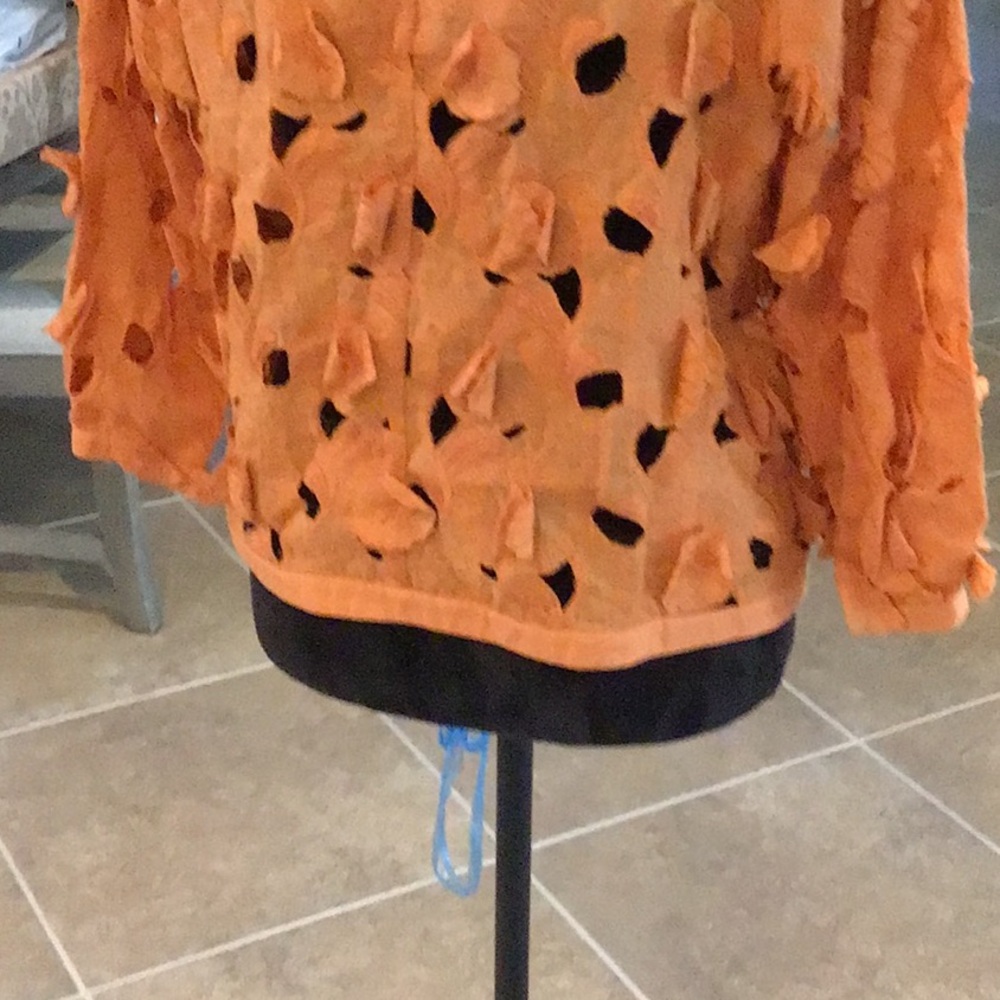 per se zip front half sleeve cutout/applique jacket, orange, size 12 - Picture 8 of 9